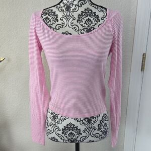 No Boundaries Pink and White Striped Long Sleeve Top